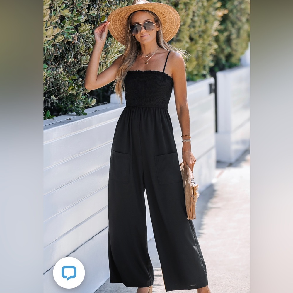 Demetria Square Neck Smocking Jumpsuit from Cupshea